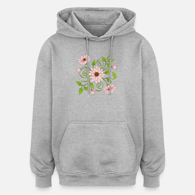 Blumen - Oversized Unisex Hoodie - Grau meliert