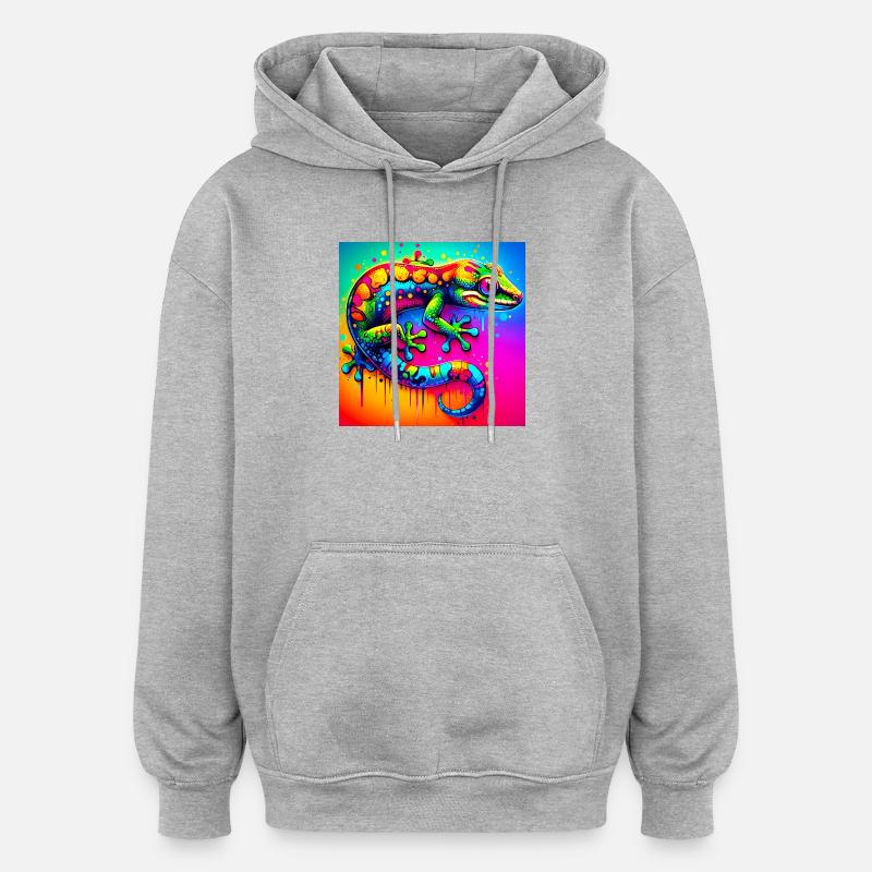 Gecko - Sweat à capuche oversize unisexe - gris chiné