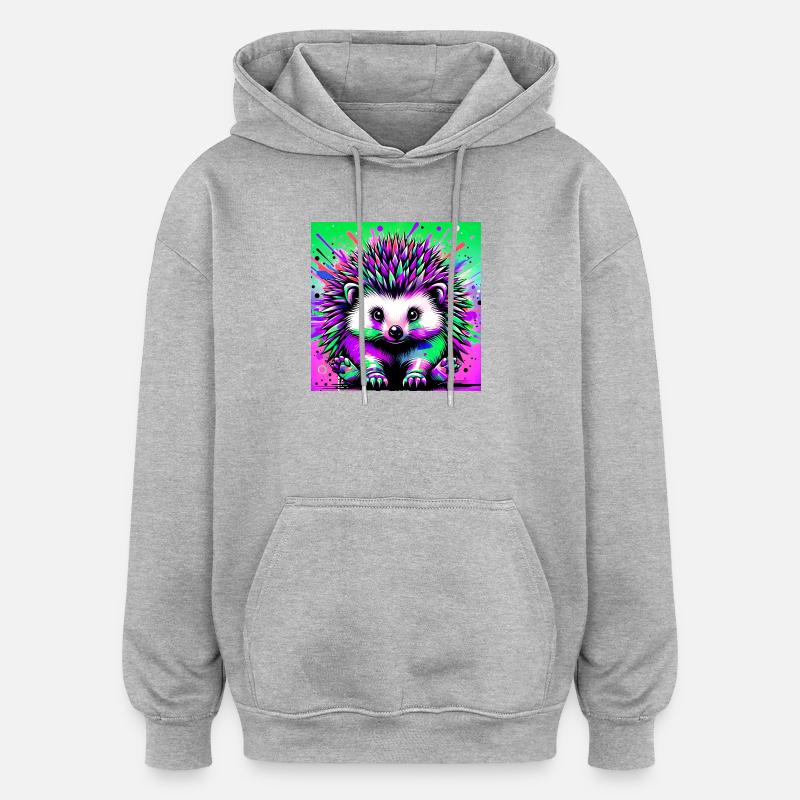 Igel - Oversized Unisex Hoodie - Grau meliert