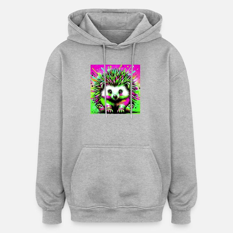 Igel - Oversized Unisex Hoodie - Grau meliert