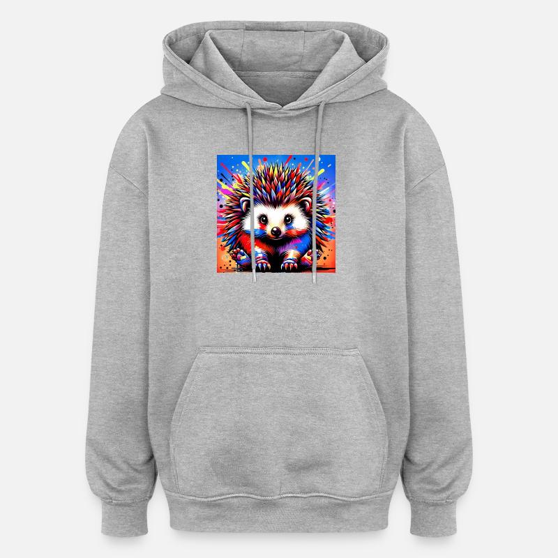 Igel - Oversized Unisex Hoodie - Grau meliert