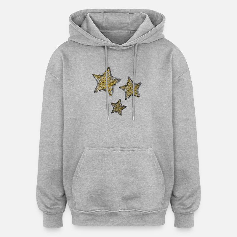 Stars éclatantes en rayures dorées - Sweat à capuche oversize unisexe - gris chiné