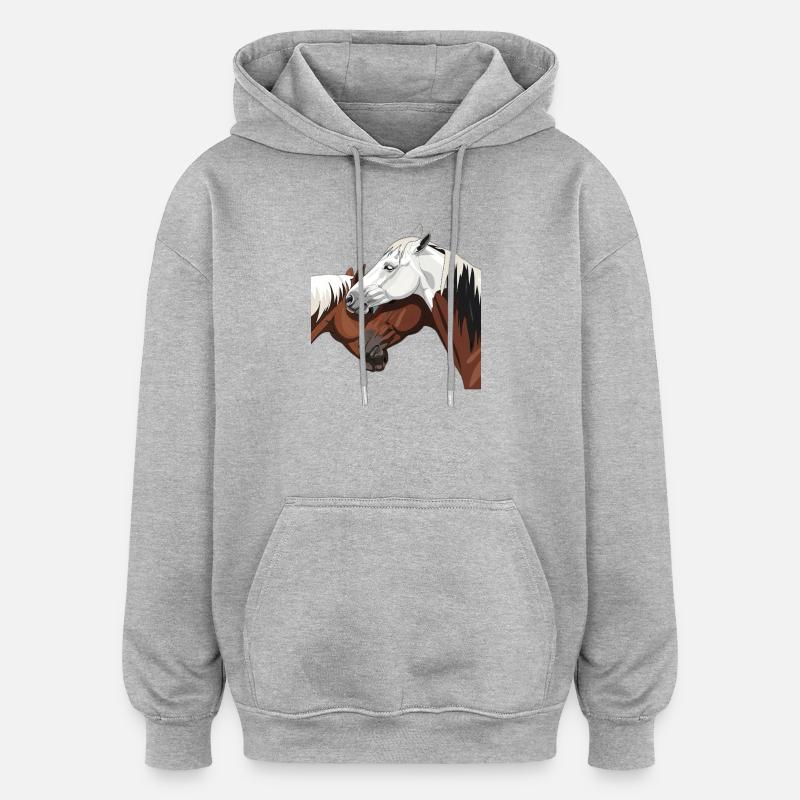 Impression de cheval élégant - Sweat à capuche oversize unisexe - gris chiné