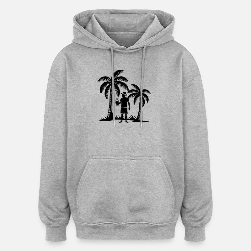 Vacances Plage Palmiers - Sweat à capuche oversize unisexe - gris chiné
