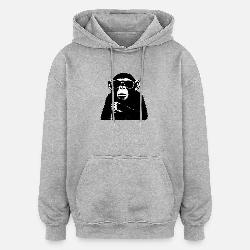 Cool Affe mit Sonnenbrille - Oversized Unisex Hoodie - Grau meliert