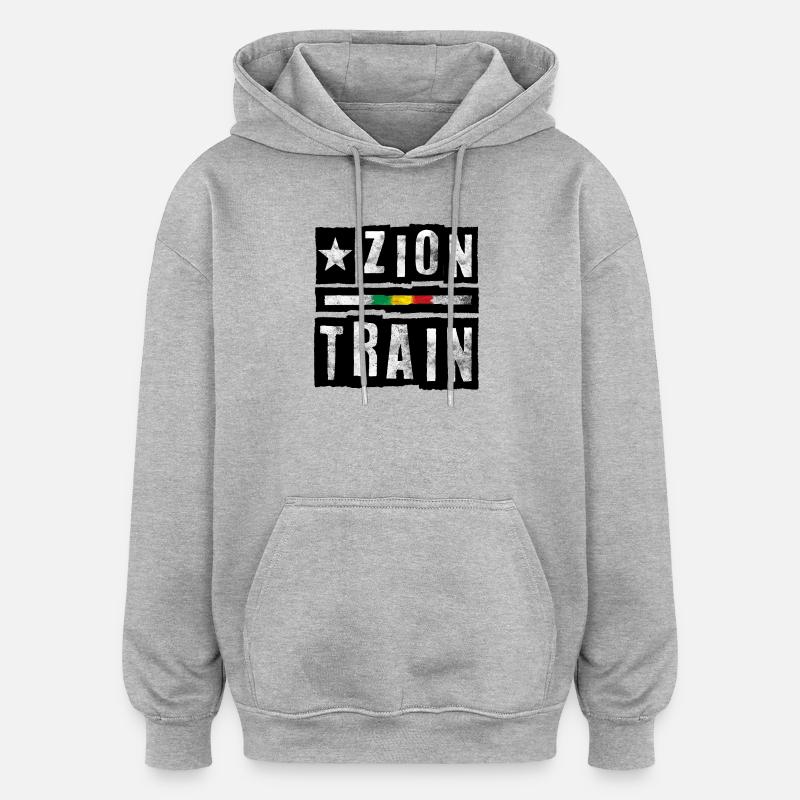 Lettrage du train de Zion - Sweat à capuche oversize unisexe - gris chiné