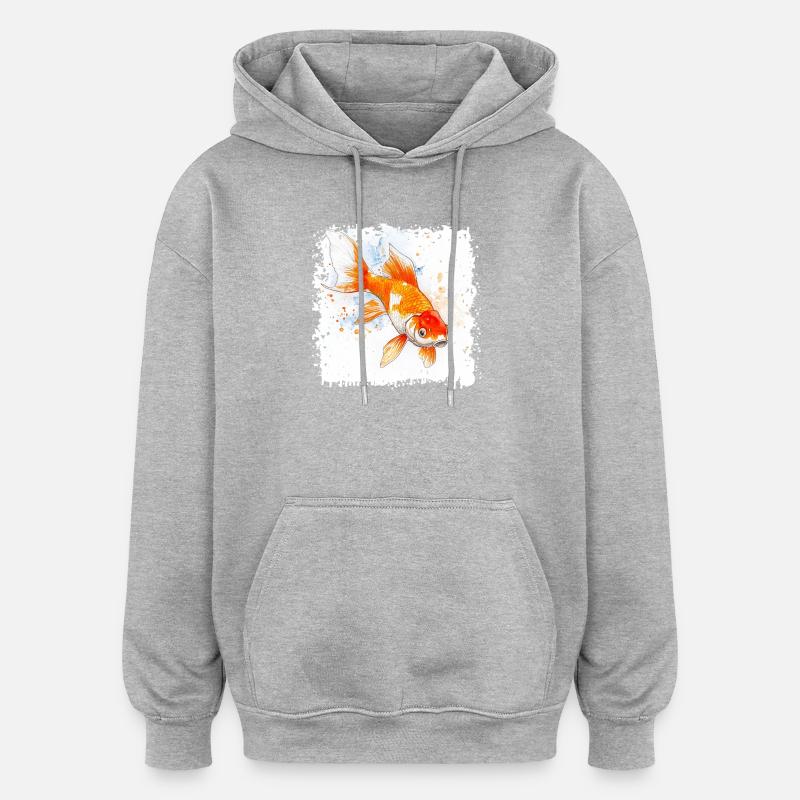 Koi Wasserfarbener Karpfen - Oversized Unisex Hoodie - Grau meliert