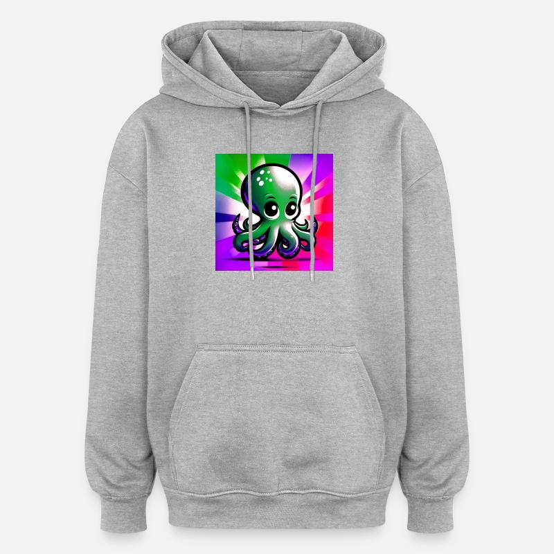 Pieuvre - Sweat à capuche oversize unisexe - gris chiné