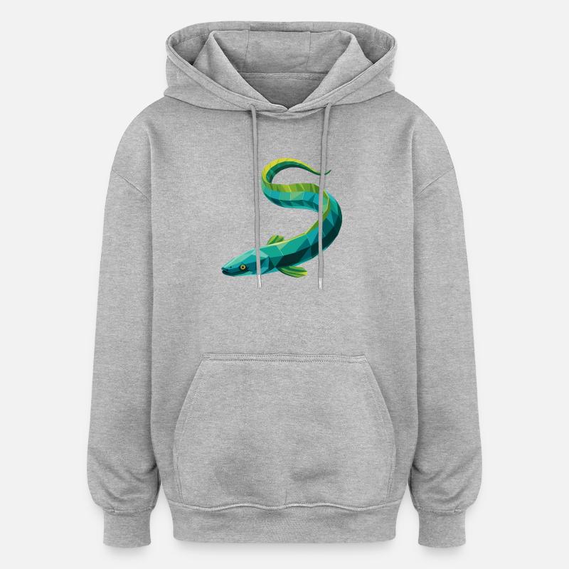Eel - Cool Low Poly Logo - Oversized Unisex Hoodie - heather grey
