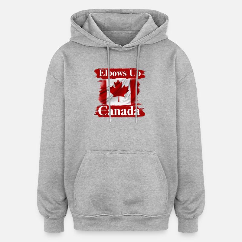 T-shirt de protestation Elbows Up Canada - Sweat à capuche oversize unisexe - gris chiné
