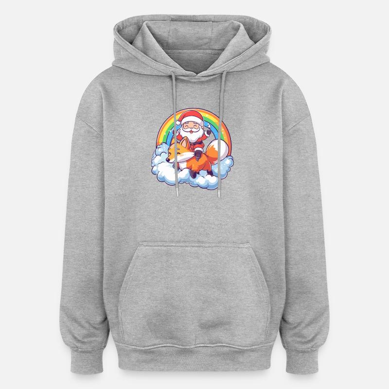 Fuchs Weihnachtsmann Weihnachten - Oversized Unisex Hoodie - Grau meliert