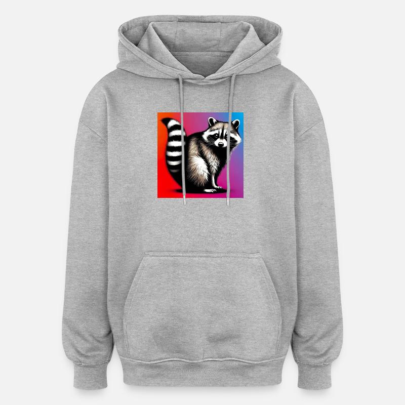 Raton laveur - Sweat à capuche oversize unisexe - gris chiné