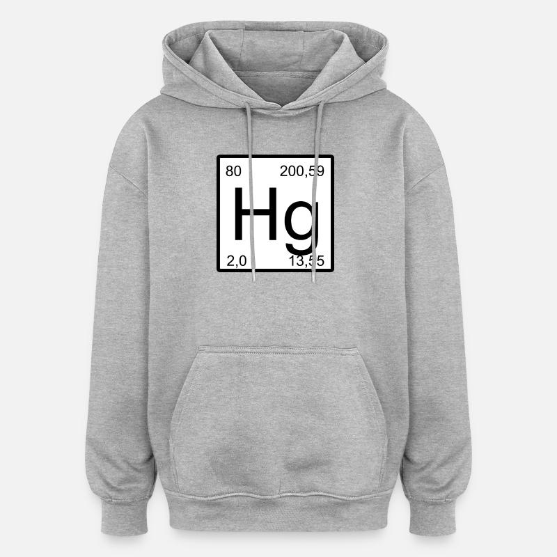 Conception minimale du tableau périodique Hg - Sweat à capuche oversize unisexe - gris chiné