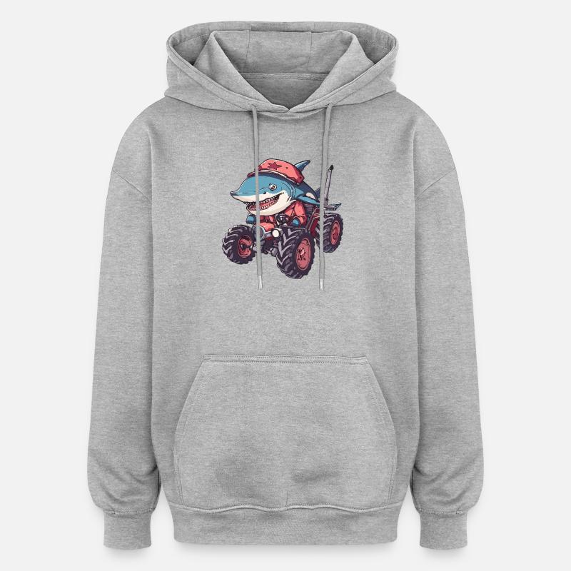 Éleveur de tracteurs requins - Sweat à capuche oversize unisexe - gris chiné