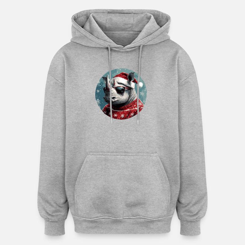 Noël de Noël Rhino - Sweat à capuche oversize unisexe - gris chiné