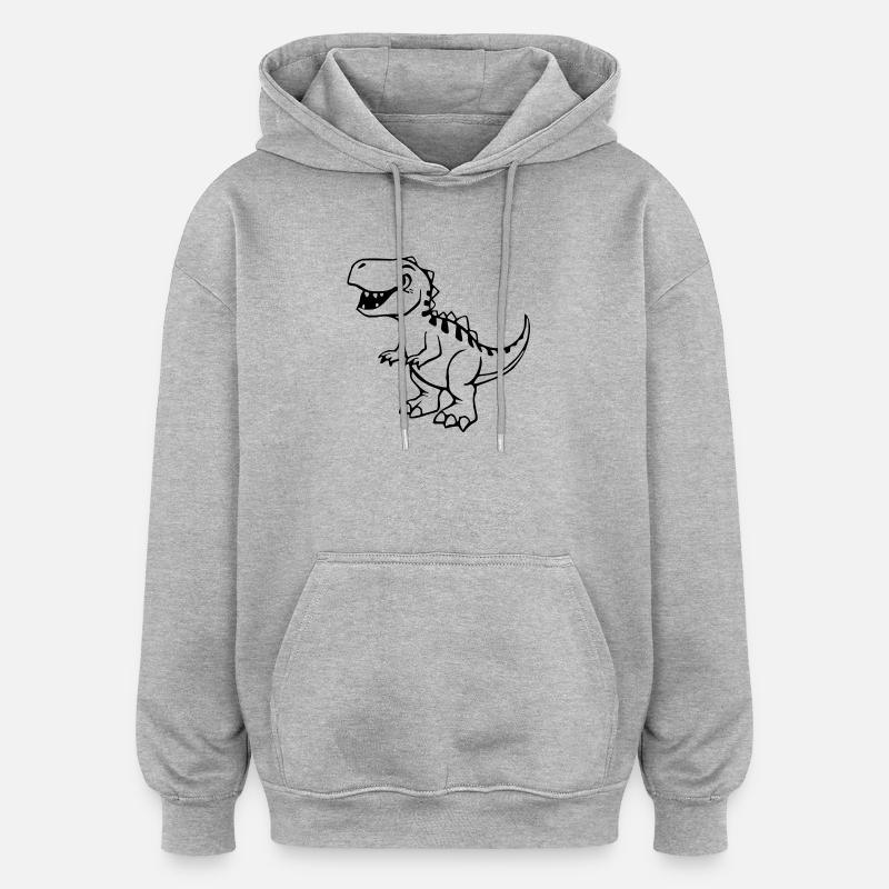 Dinosaur Black - Sweat à capuche oversize unisexe - gris chiné
