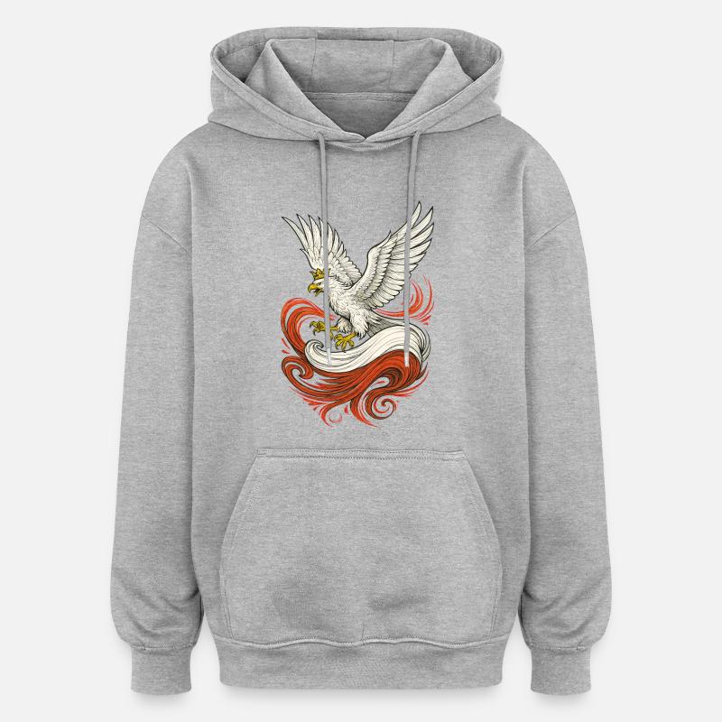 Drapeau épique de l’aigle polonais, cadeau - Sweat à capuche oversize unisexe - gris chiné