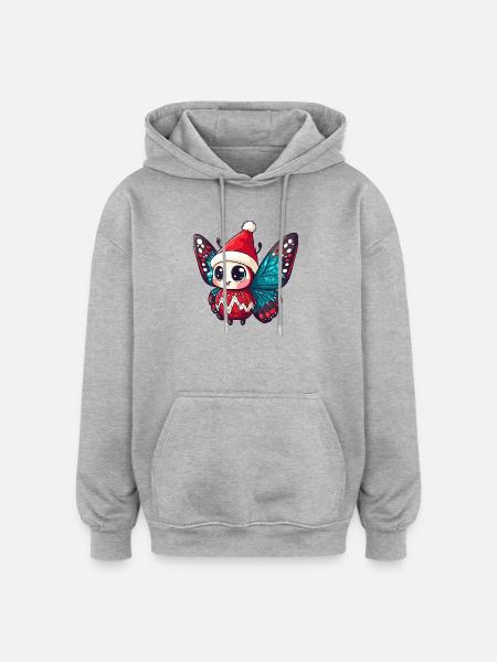 Butterfly Christmas Xmas - Oversized Unisex Hoodie - heather grey