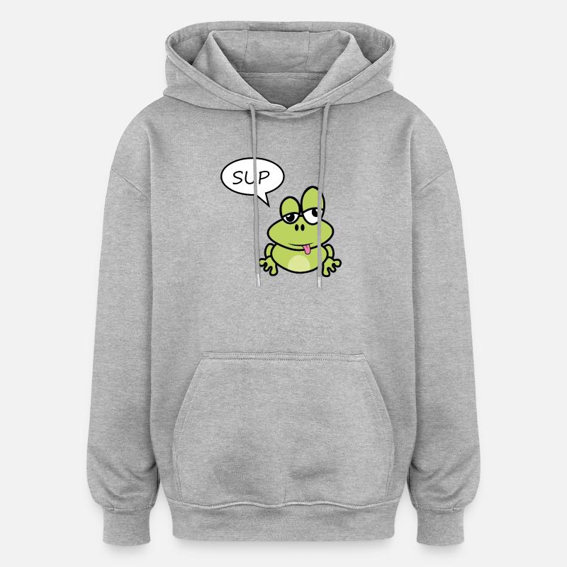 La petite grenouille dit salut - Sweat à capuche oversize unisexe - gris chiné