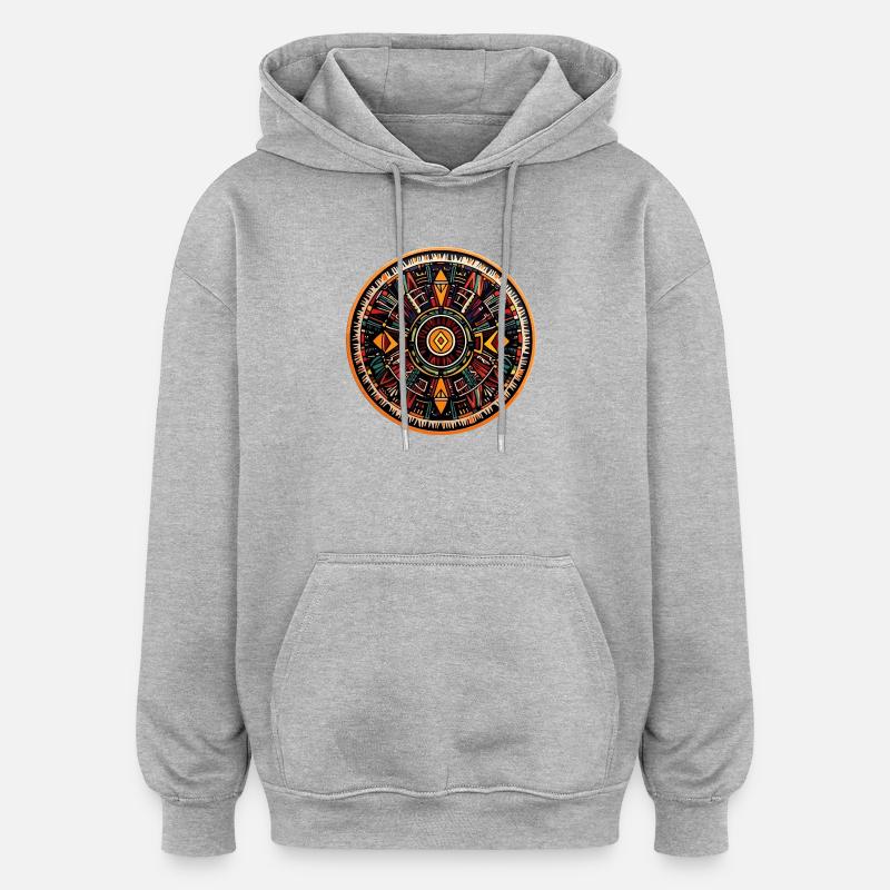Cercle de Feu du Mandala - Sweat à capuche oversize unisexe - gris chiné