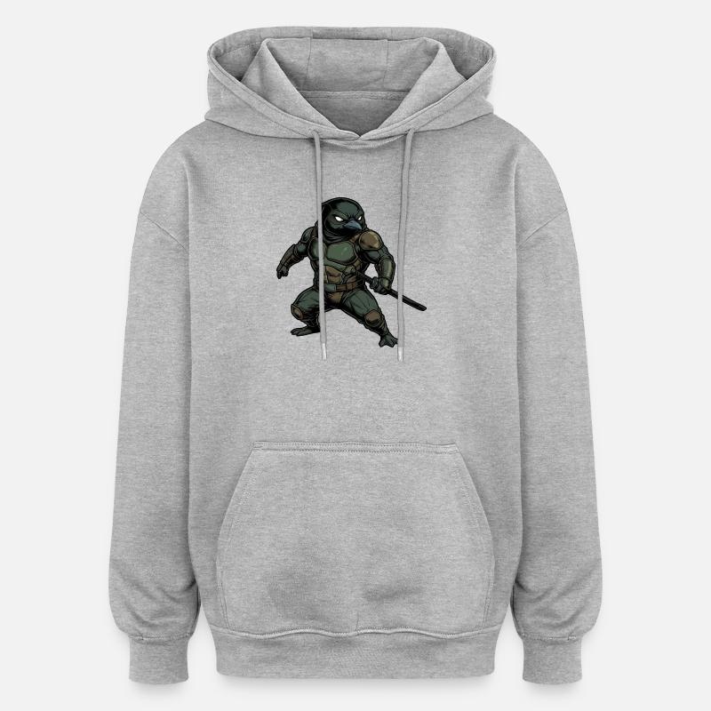 Ninja Pingouin Féroce - Sweat à capuche oversize unisexe - gris chiné