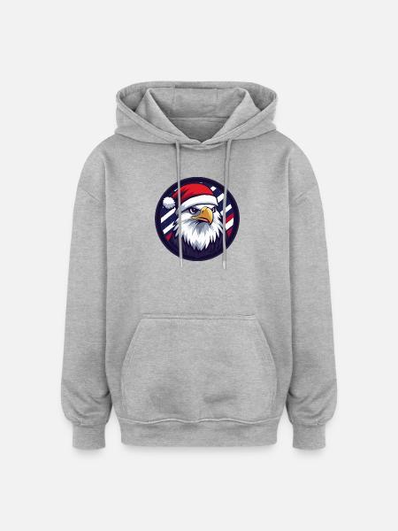 Christmas eagle in the flag circle - Oversized Unisex Hoodie - heather grey