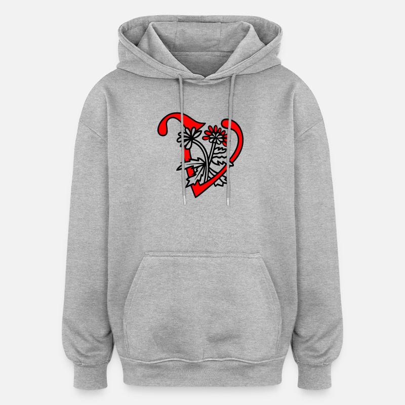 Lettre V Initiale - Sweat à capuche oversize unisexe - gris chiné