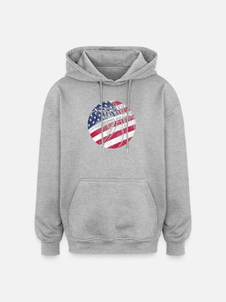 USA Flag Basketball Patriotic American Sport Gift - Oversized Unisex Hoodie - heather grey