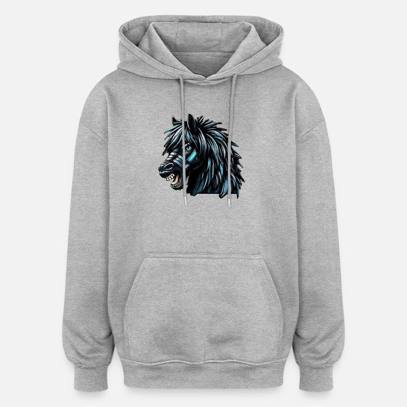 Cheval - Sweat à capuche oversize unisexe - gris chiné