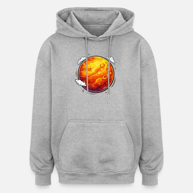 Planète néon martienne lumineuse - Sweat à capuche oversize unisexe - gris chiné