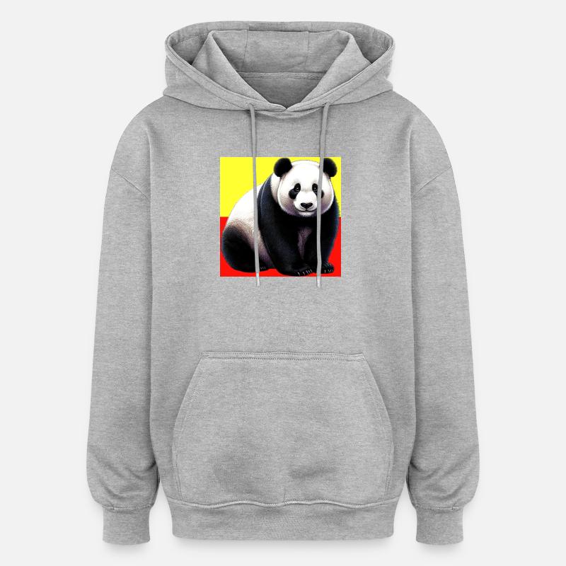 panda - Sweat à capuche oversize unisexe - gris chiné