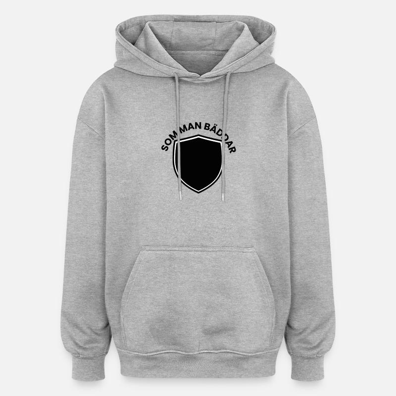Ring Text Shield Design - Oversized Unisex Hoodie - heather grey