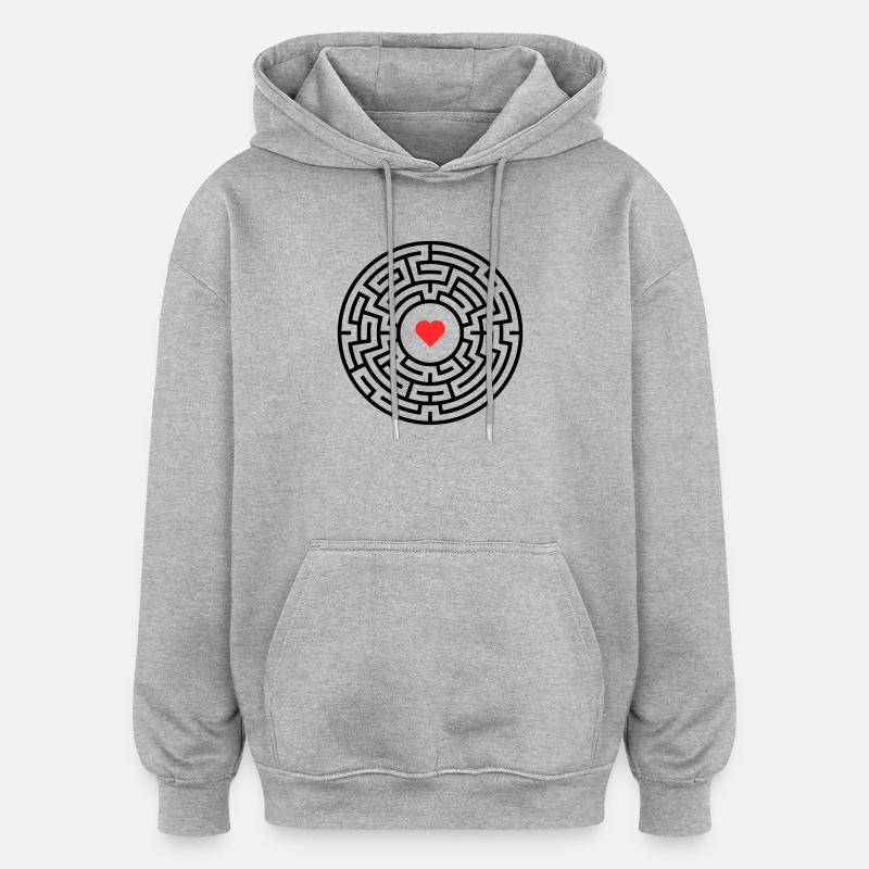 Labyrinthe du Labyrinthe Heart Maze - Sweat à capuche oversize unisexe - gris chiné