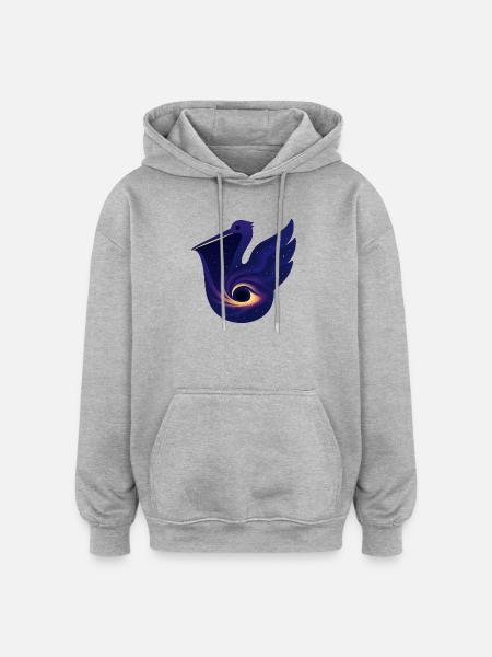 Kosmischer Vogel, Reiher, Kranichstorch - Oversized Unisex Hoodie - Grau meliert