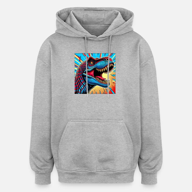 dinosaure - Sweat à capuche oversize unisexe - gris chiné