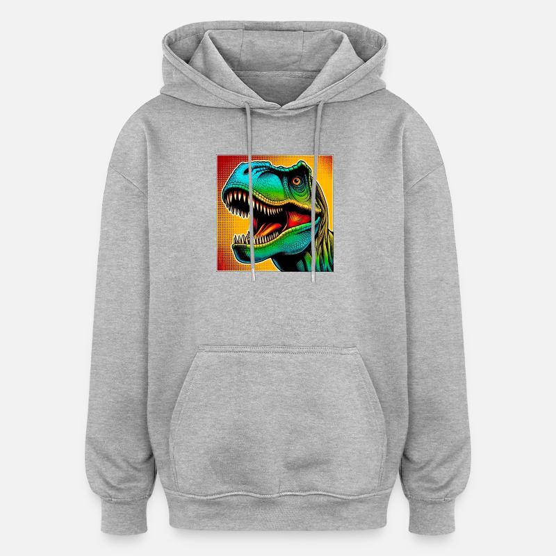 Dinosaurier - Oversized Unisex Hoodie - Grau meliert