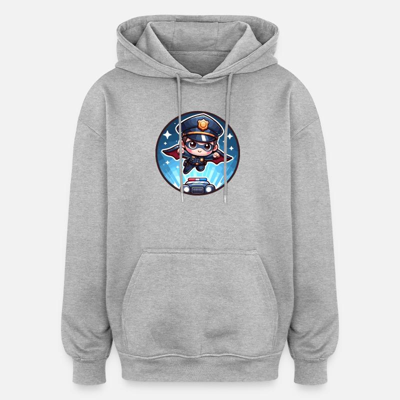 Polizei Superheld Polizist Helden Polizeiauto - Oversized Unisex Hoodie - Grau meliert
