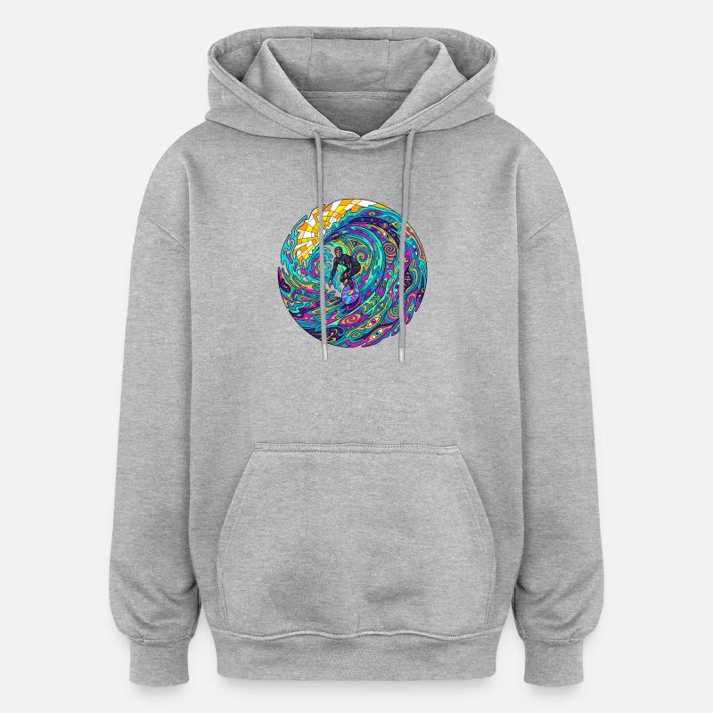 Psychedelic Surf Wave - Oversized Unisex Hoodie - heather grey