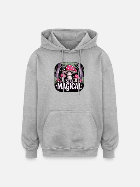 Bleib magisch im Pilzwald - Oversized Unisex Hoodie - Grau meliert