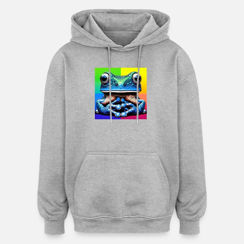 Frosch - Oversized Unisex Hoodie - Grau meliert