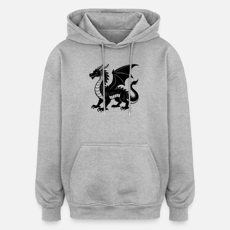 dragon - Sweat à capuche oversize unisexe - gris chiné