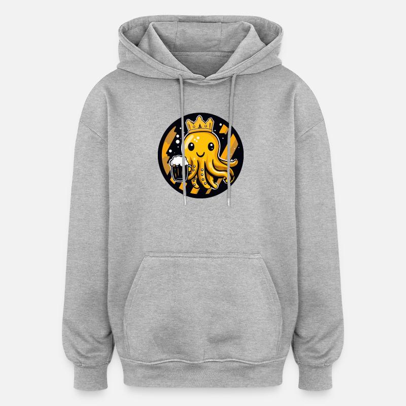Bière méduse drôle - Sweat à capuche oversize unisexe - gris chiné