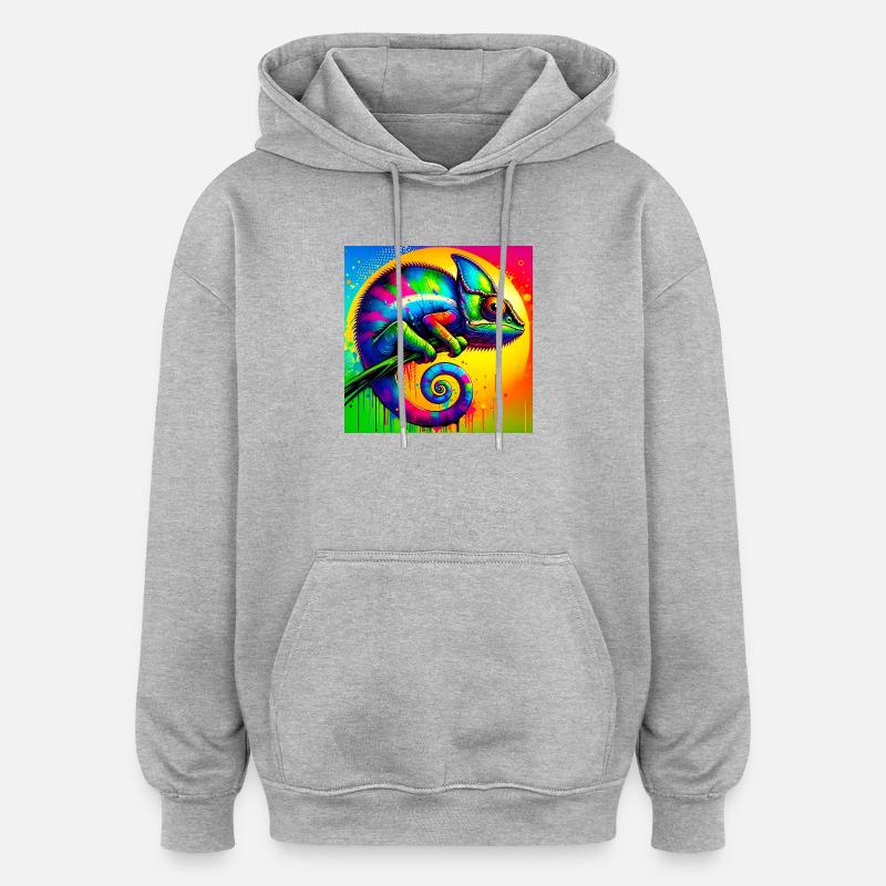 Chamäleon - Oversized Unisex Hoodie - Grau meliert