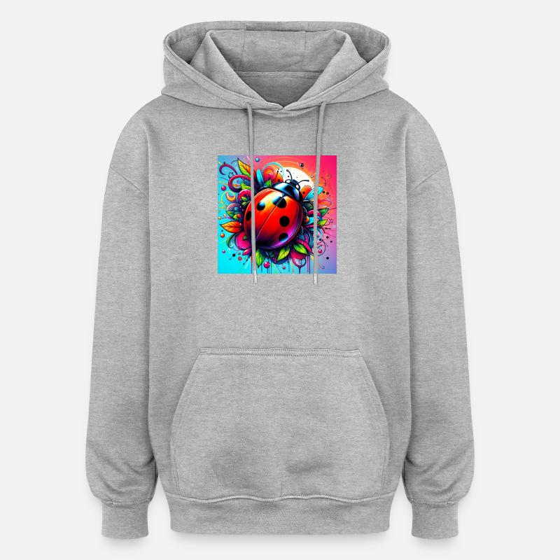 coccinelle - Sweat à capuche oversize unisexe - gris chiné