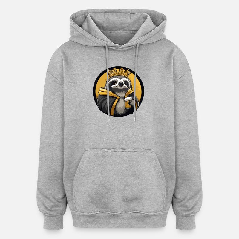 Bière paresseuse drôle - Sweat à capuche oversize unisexe - gris chiné