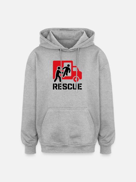 Opérations de secours et de secours - Sweat à capuche oversize unisexe - gris chiné