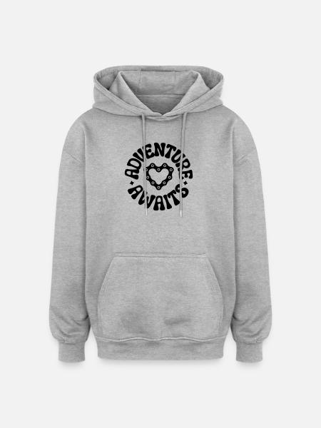 cyclisme - Sweat à capuche oversize unisexe - gris chiné
