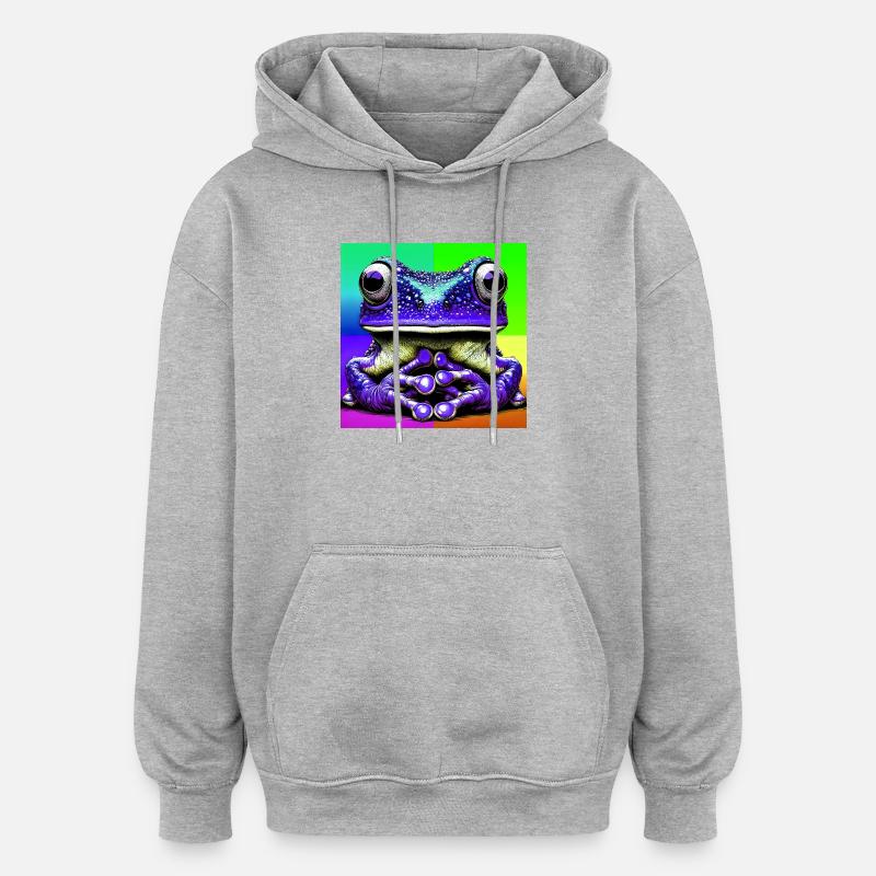 grenouille - Sweat à capuche oversize unisexe - gris chiné
