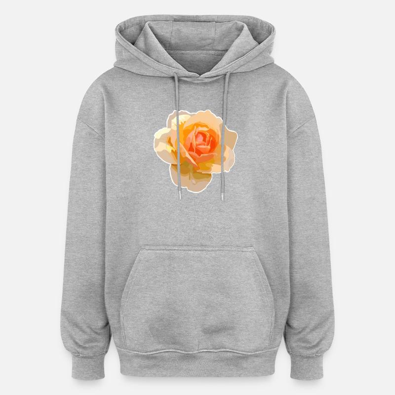 Rose orange style aquarelle - Sweat à capuche oversize unisexe - gris chiné