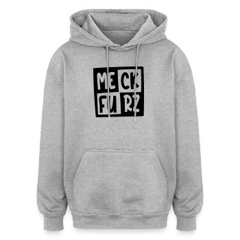 MECK-FURZ - Oversized Unisex Hoodie - Grau meliert - Vorne - Noah (186cm)